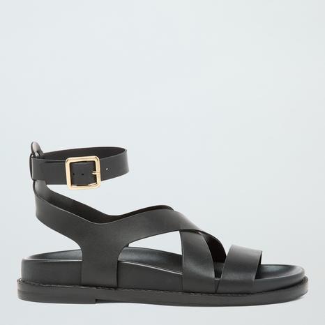 Black Leather Strappy Sandal