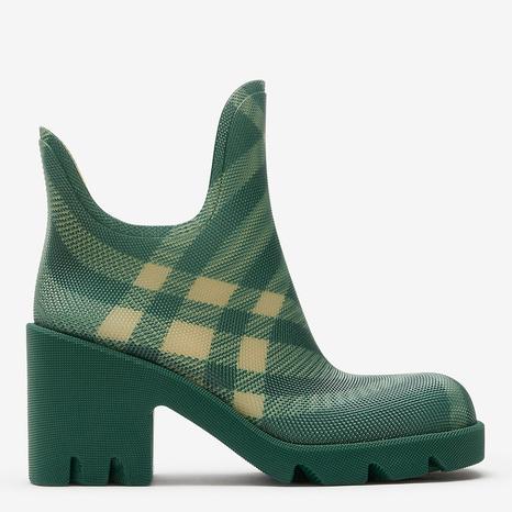 Women's Green Check Marsh Heeled Boots