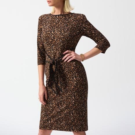 louren boat neck 片寄っ knit pencil dress KHAKI 