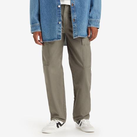 Khaki Cargo Straight Trousers