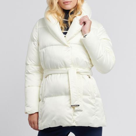 Cream Wrap Collar Belted Puffa