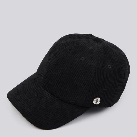 Black Corduroy Casual Cap
