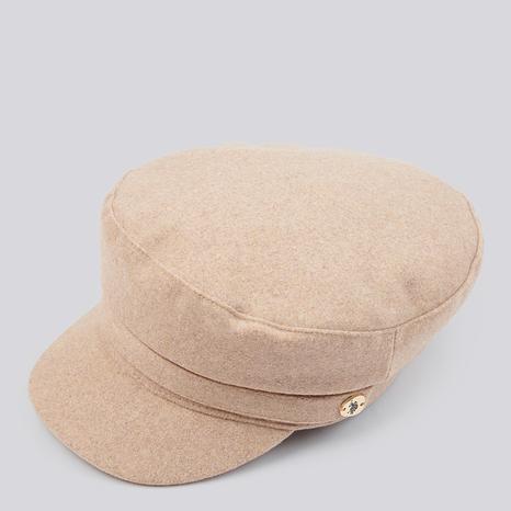 Beige Felt Baker Boy Hat