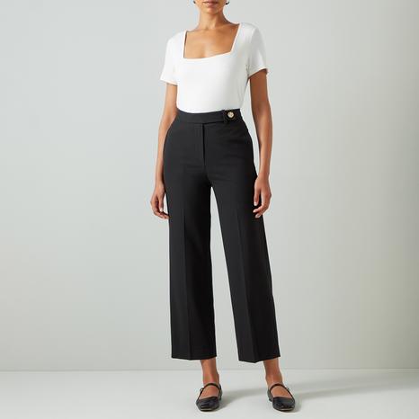 Black Wide Leg Tailored Crop Trousers