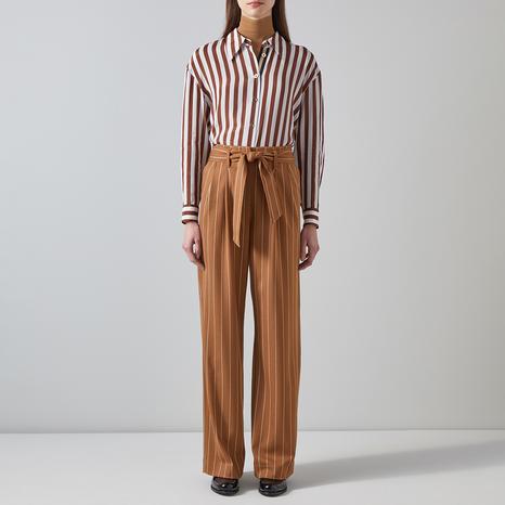 Russet Striped Paperbag Trousers