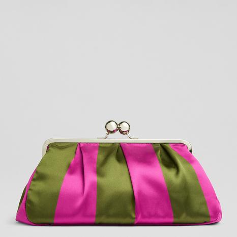 Lana Pink & Khaki Large Snaplock Clutch Bag