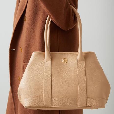 Laurie Camel Grainy Leather Tote Bag