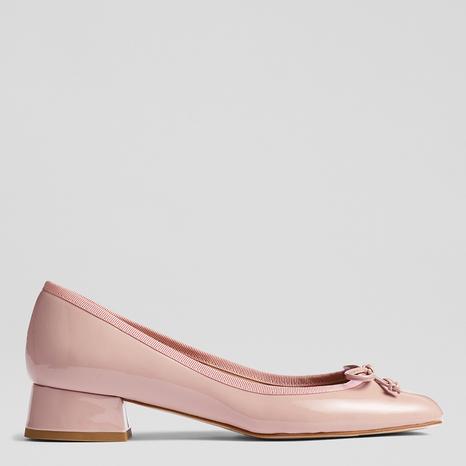 Pink Aurelie Leather Grosgrain Ballerina Court Shoes