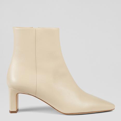 Ecru Margaux Leather Blunt Toe Boots