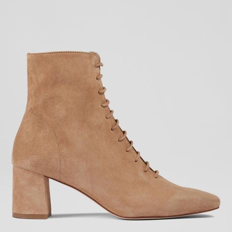 Tan Arabella Suede Lace-Up Ankle Boots