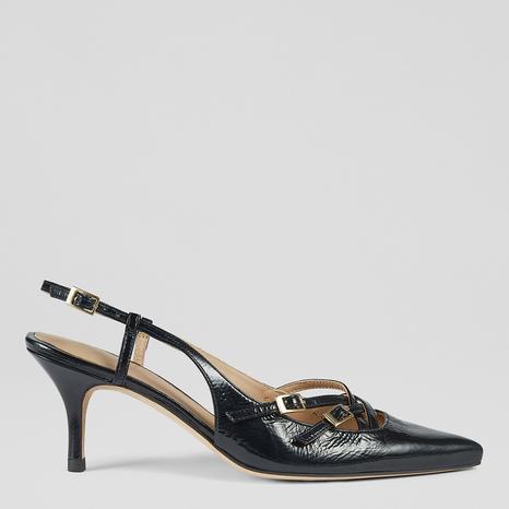 Midnight Caprice Leather Multi Strap Open Court Shoes