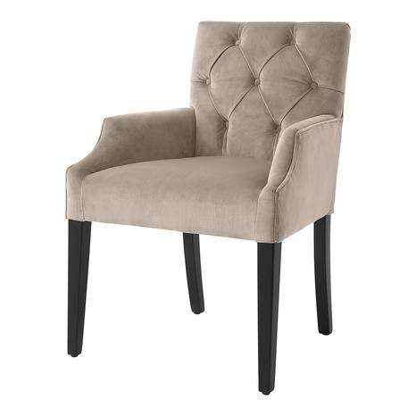 Atena Dining Chair with Arm, Greige Velvet