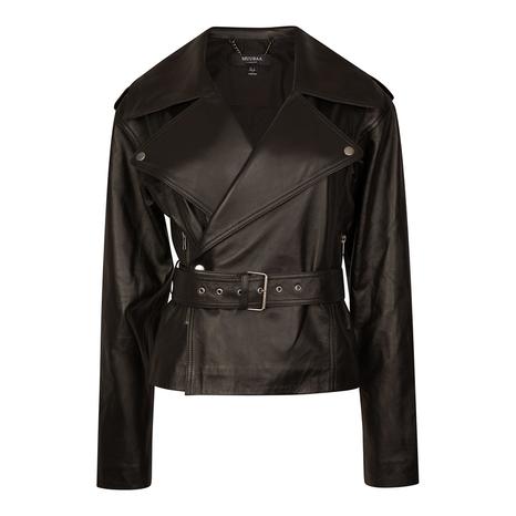 Black Wrap Leather Biker Jacket