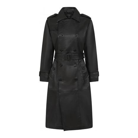Black Cassie Longline Leather Trench Coat