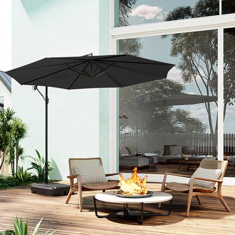 3M Large Banana Cantilever Patio Parasol for Outdoor Sunshade and Rain with Fillable Base on Wheels