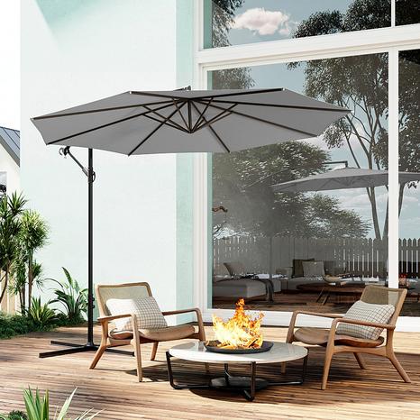 3m Cantilever Garden Parasol - Grey
