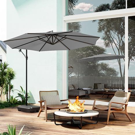 3M Outdoor Large Cantilever Patio Parasol with Fillable Base on Wheels