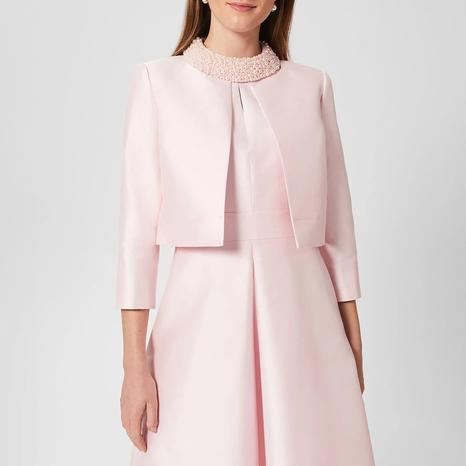 Pale Pink Marcella Silk Wool Blend Blazer