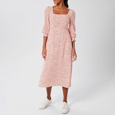 Pink Juliet Square Neck Midi Dress