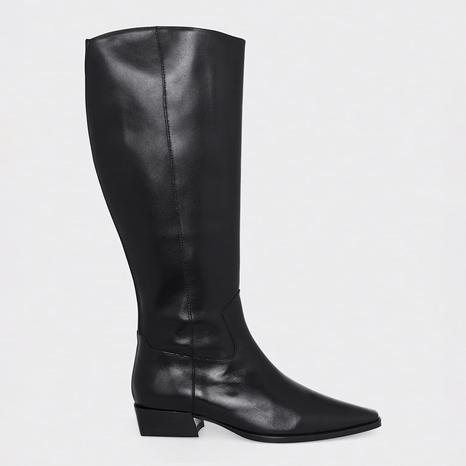 Black Rosanna Leather Western Knee Hight Boot