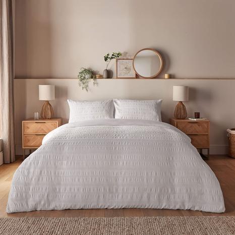 Silentnight Supersoft Seersucker Duvet Set - White Texture - King