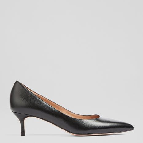 Black Leather Audrey Court Heel