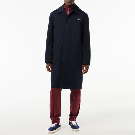 Navy Water-Repellent Windproof Trench Coat