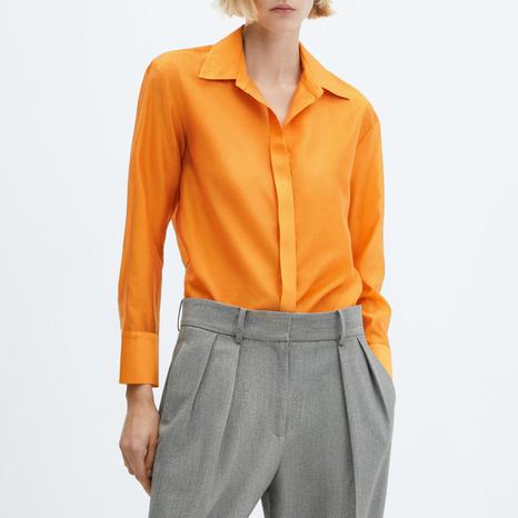 Orange Concealed Button Shirt