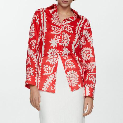 Red Printed Oversize Shirt