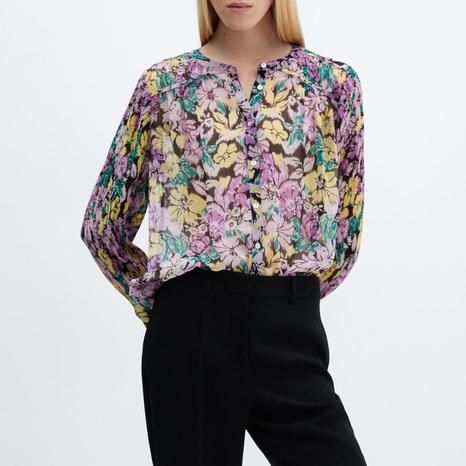Lilac Floral Textured Blouse