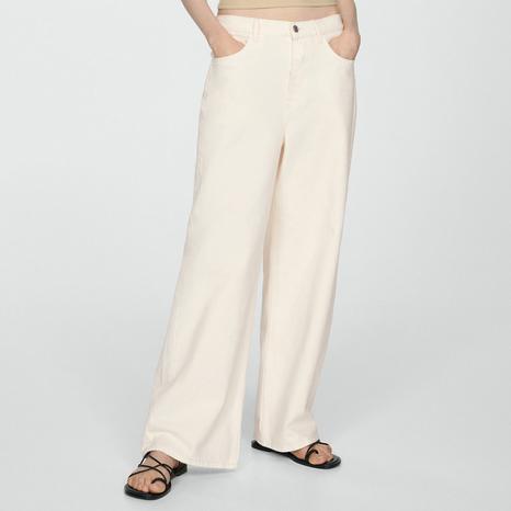 Ecru Low-Rise Loose-Fit Wideleg Jeans