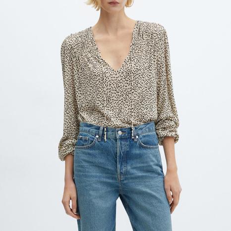 Ecru Bow Printed Blouse