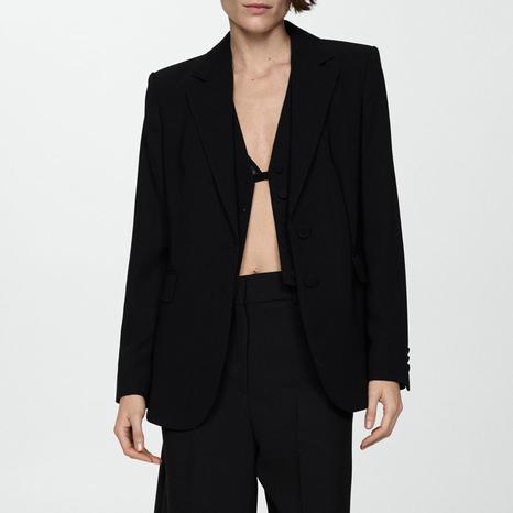 Black Straight-Fit Suit Jacket