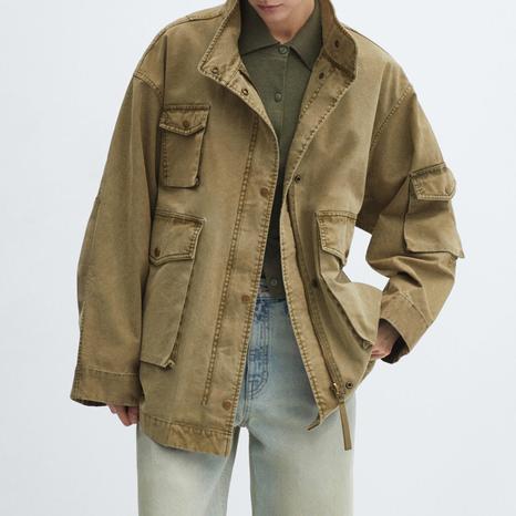 Khaki Worn-Effect Parka