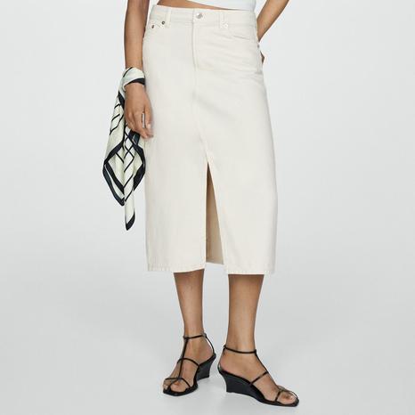 Off White Denim Midi-Skirt