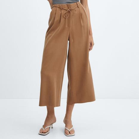 Brown Wideleg Trousers With Belt