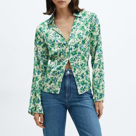 Off White Printed Shirred Blouse