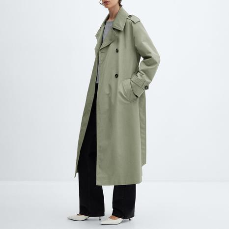 Khaki Double-Breasted Trench Coat
