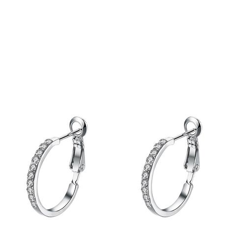 White Gold Plated Hoop Earrings with Swarovski Elements