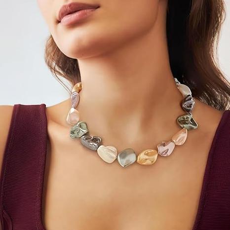 18K Gold Multi Color Baroque Statement Necklace