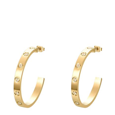 18K Gold Large Hoop Embelisshed Earrings