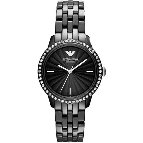 Emporio Armani AR1478 Ladies Ceramica Black Crystal Watch