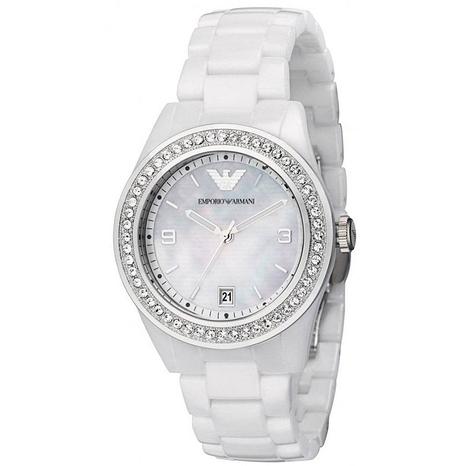 Emporio Armani AR1426 White Ladies Ceramica Watch