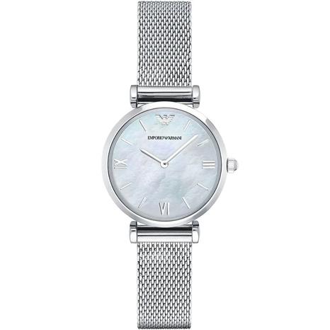 Emporio Armani AR1955 Mother Of Pearl Mesh Bracelet Ladies Watch