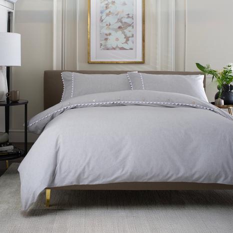 Felix Silver Bedlinen 100% Yarn Dyed Cotton Duvet Cover Set King