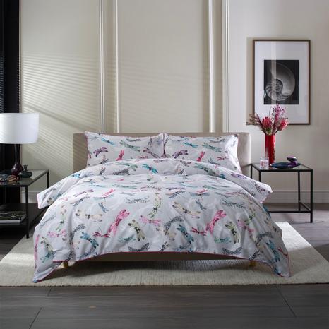 Japanese Dragonflies 100% Cotton Duvet Cover Set with Piped Edging King