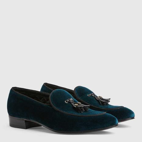 Men's Teal Velvet Mocassin