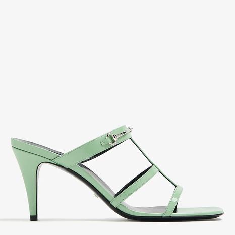 Women's Green Horsebit Heeled Sandal