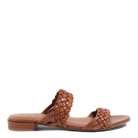 Women's Tan Madena Woven Flat Sandals