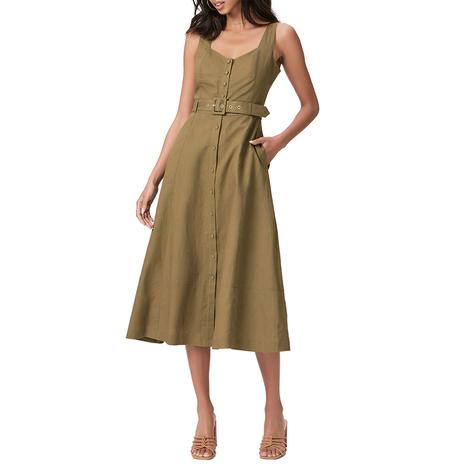 Khaki Arienne Utility Midi Dress